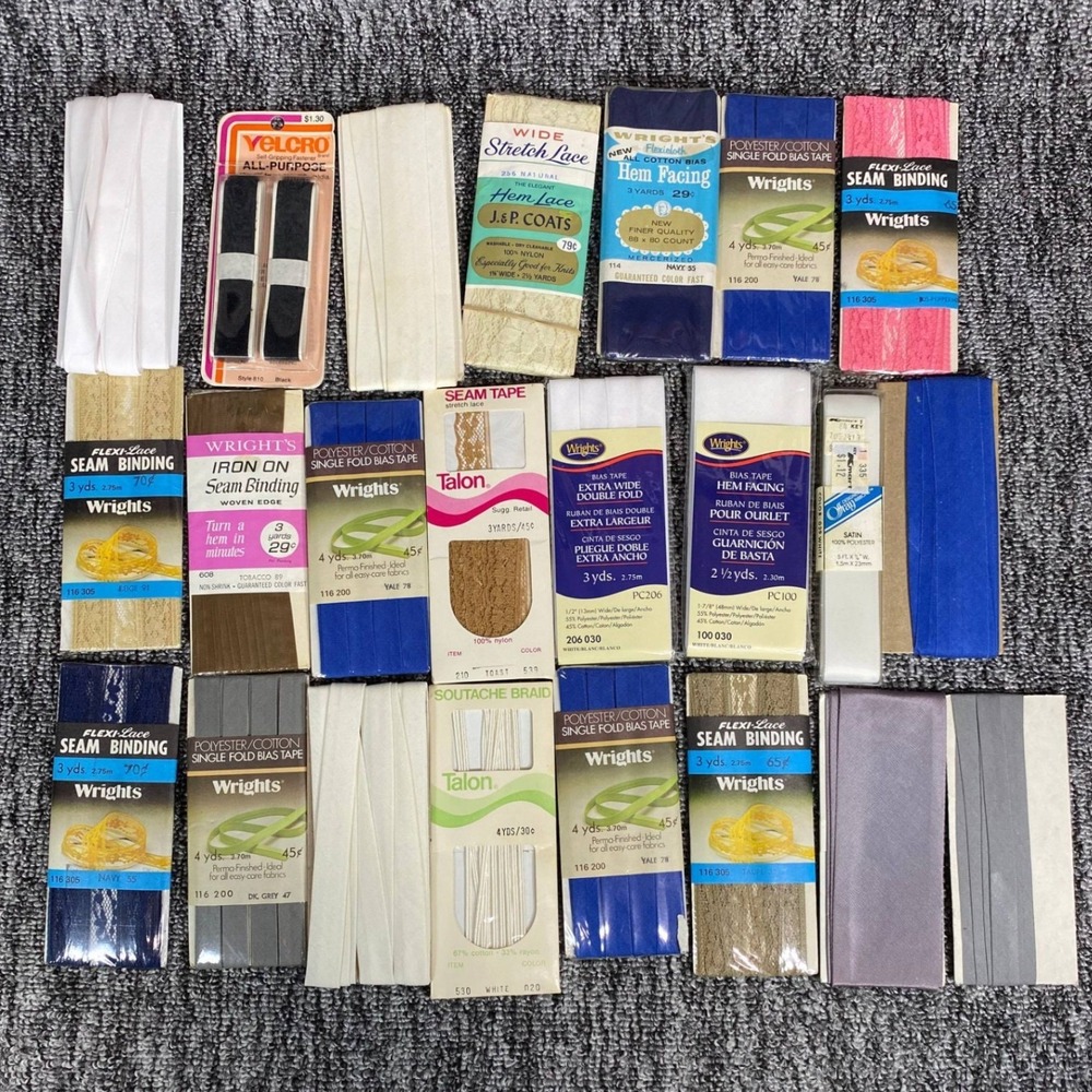 VTG Wrights Talon J&P Coats Bias Tape Seam Binding Lot Multicolor Sewing Trims
